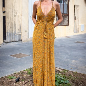 Robe dos nu en soie / robe d'été / taille unique / robe boho / Robe légère / robe vintage image 2