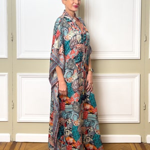 Maxi robe Kaftan moderne en soie oversize, robe en soie, robe ample, robe dintérieur, robe grande taille, cadeau de Noël image 5