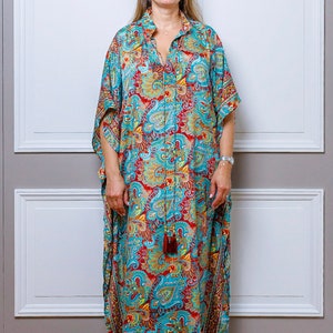 Modern Oversize Silk Kaftan Maxi Dress, Silk Dress, Loose Dress, Home Dress, Plus Size Dress, Christmas Gift image 6