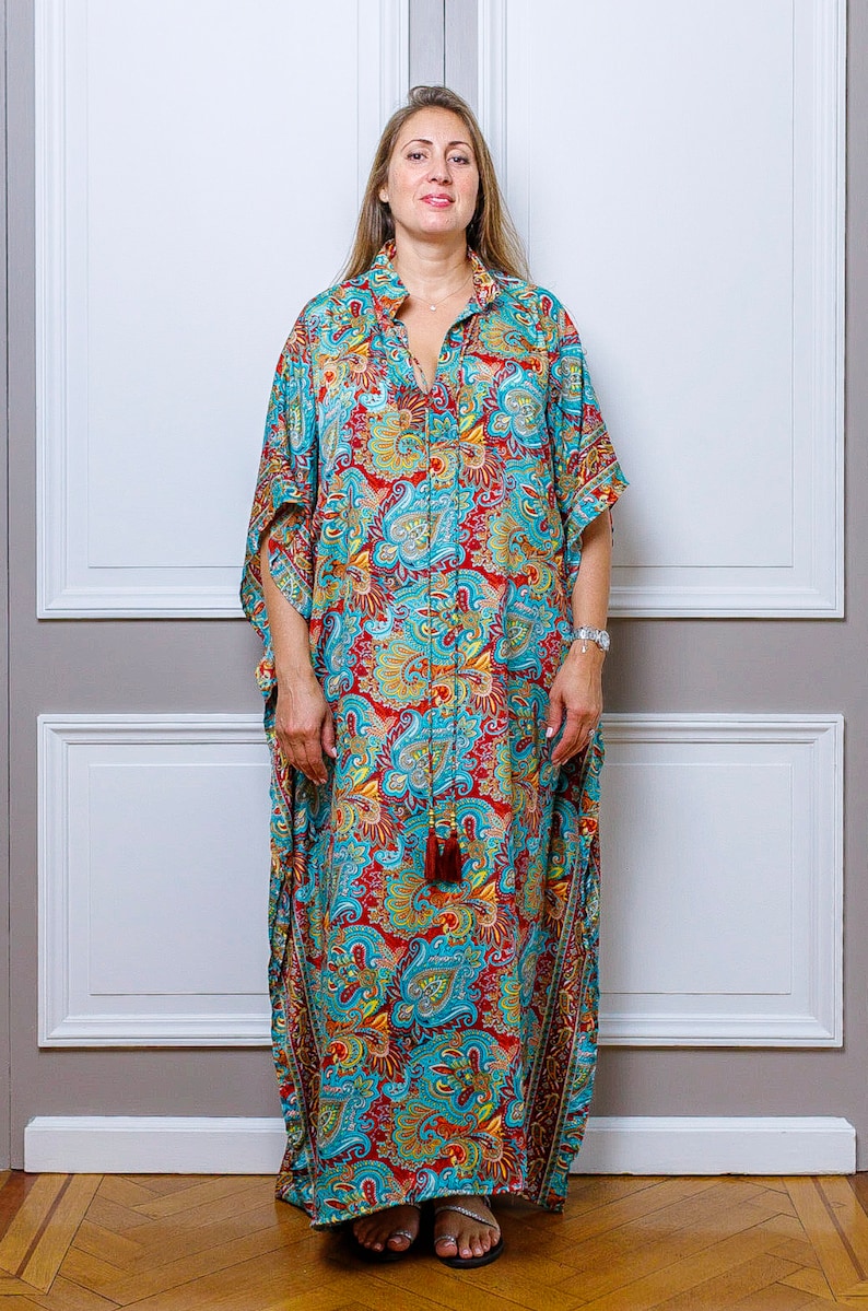 Modern Oversize Silk Kaftan Maxi Dress, Silk Dress, Loose Dress, Home Dress, Plus Size Dress, Christmas Gift image 6