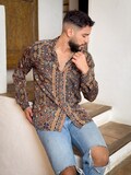Men’s silk shirt with large French collar – long sleeves – retro chic style