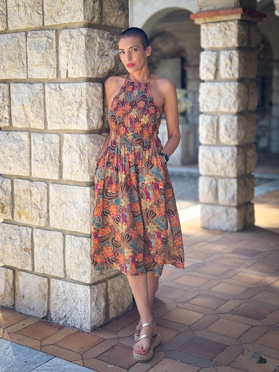Backless Silk Dress / Smocked Silk Dress / Vintage Mid-length Dress / Midi  Dress / Summer Dress / Light Dress - Etsy Canada