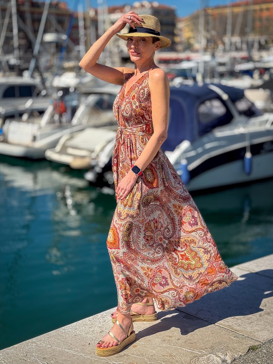 Silk Backless Dress – Boho Summer Style – Cross Back Straps