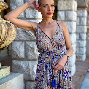 Robe dos nu en soie vintage / robe d'été / robe taille unique / robe boho / Robe légère / robe vintage / cadeau pour elle image 6