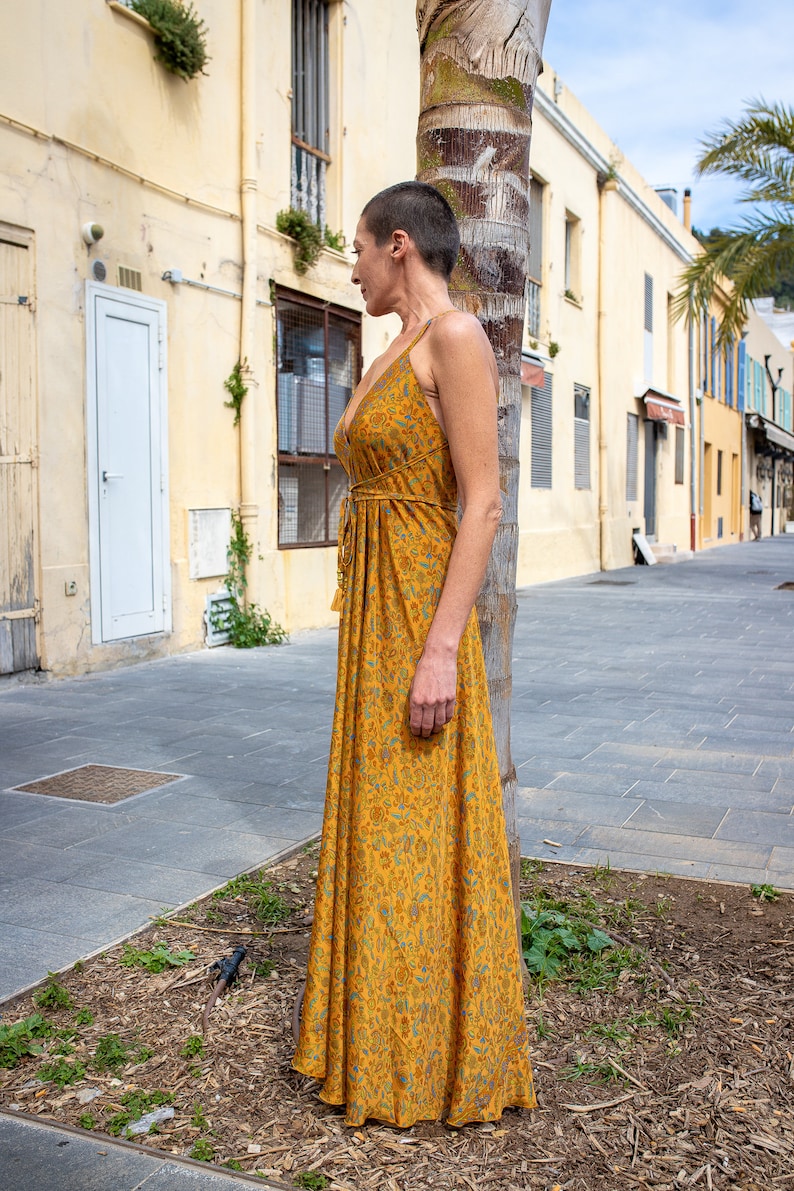 Robe dos nu en soie / robe d'été / taille unique / robe boho / Robe légère / robe vintage image 3