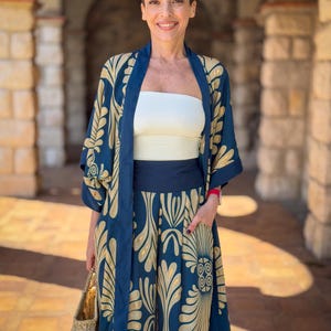 Seiden-Palazzo-Set – weite Hose – Boho-Chic-Kimono