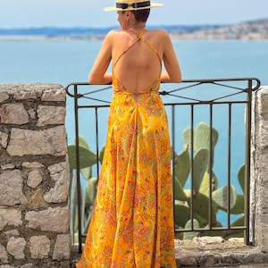 Nouveau Robe dos nu en soie / robe d'été / taille unique / robe boho / Robe légère / robe vintage image 5