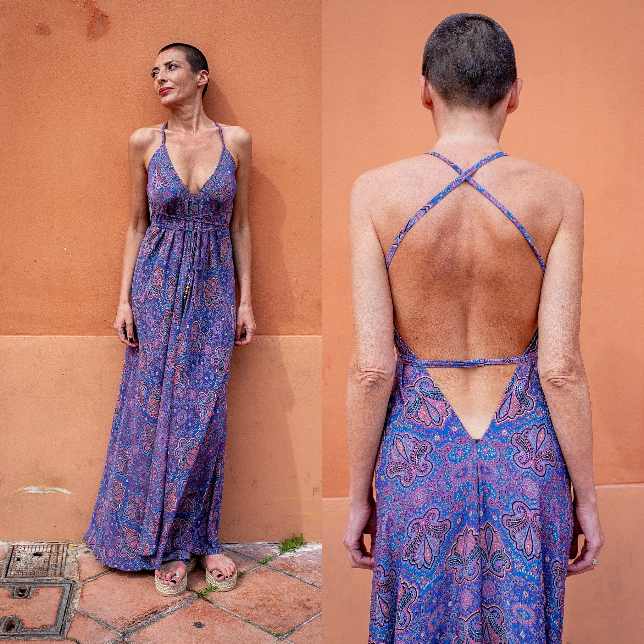 silk backless dress