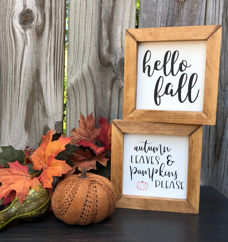 Autumn Leaves and Pumpkins Please Sign Hello Fall Double | Etsy