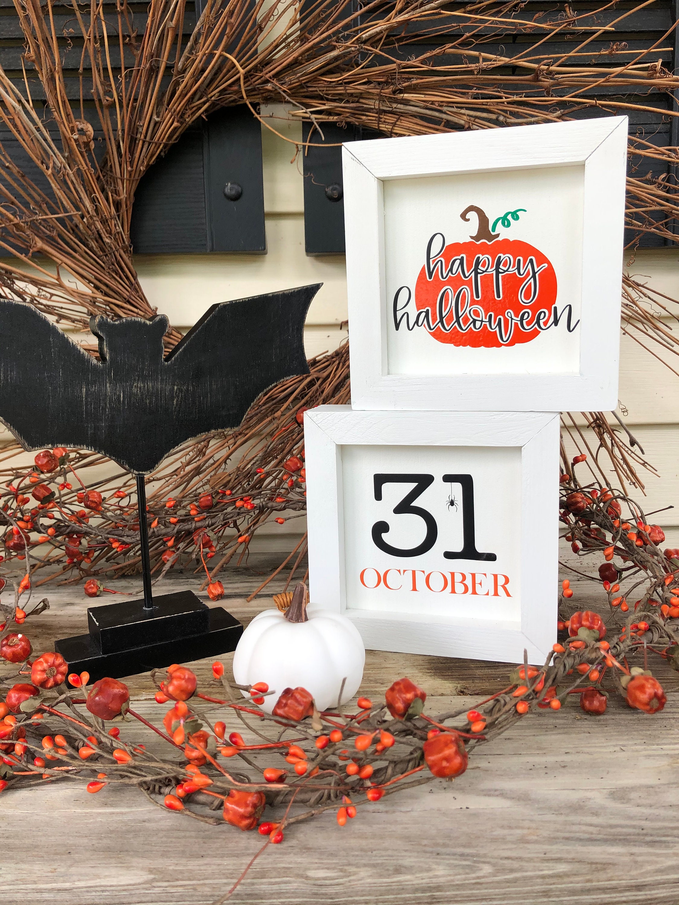 Oct. 31st Wood Framed Mini Box Sign