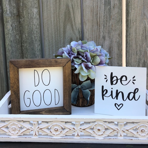 Be Kind Sign, Do Good Sign , Small Wood Double Sided Framed Sign, Rustic Farmhouse Wood Sign, Interchangeable Seasonal Sign