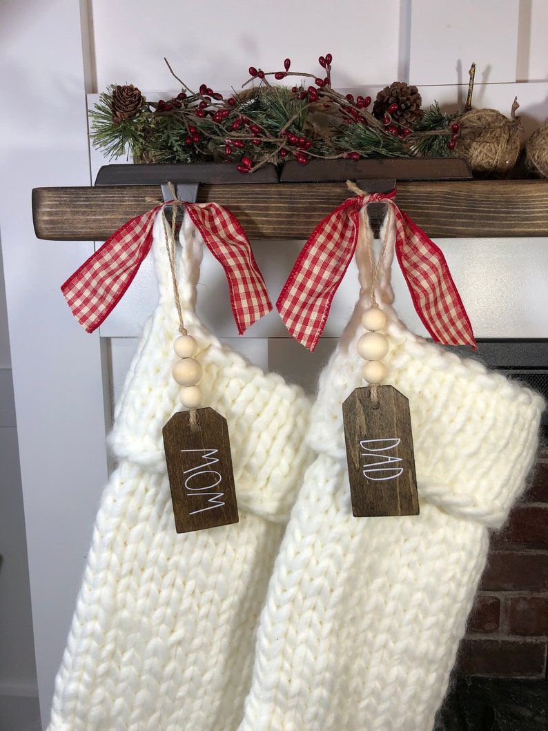 Stocking Name Tags Personalized Wood Tags Neutral Wood Etsy