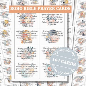 Boho Inspirational Bible Memory Cards | 104 Printable Scripture Verse Cards | Scriptural Printable for Daily Devotions | Digital Download