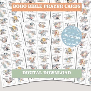 Boho Inspirational Bible Memory Cards | 104 Printable Scripture Verse Cards | Scriptural Printable for Daily Devotions | Digital Download