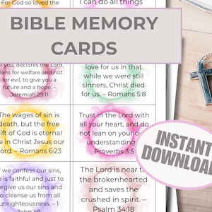 Cartões de Memória Bíblicos Inspiradores | 104 Cartões com Versículos Bíblicos para Imprimir | Imprimível Bíblico para Devocionais Diários | Download Digital