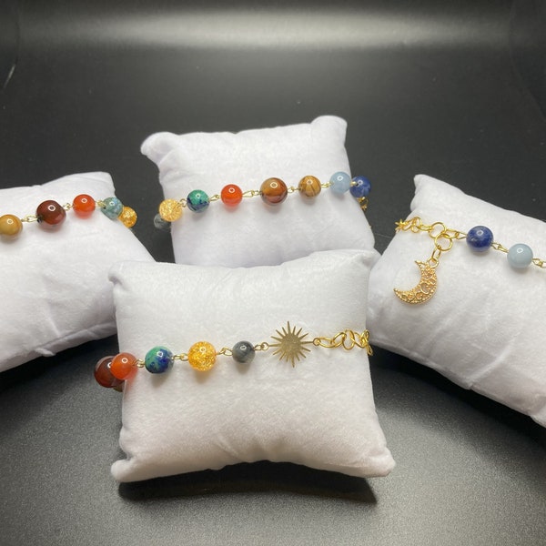 Solar System Bracelets-Beaded Bracelets-Planets-Sun Jewelry-Planet Jewelry-Handmade-Gifts for all-Planet lovers-Moon-Stars-Crescent Moon