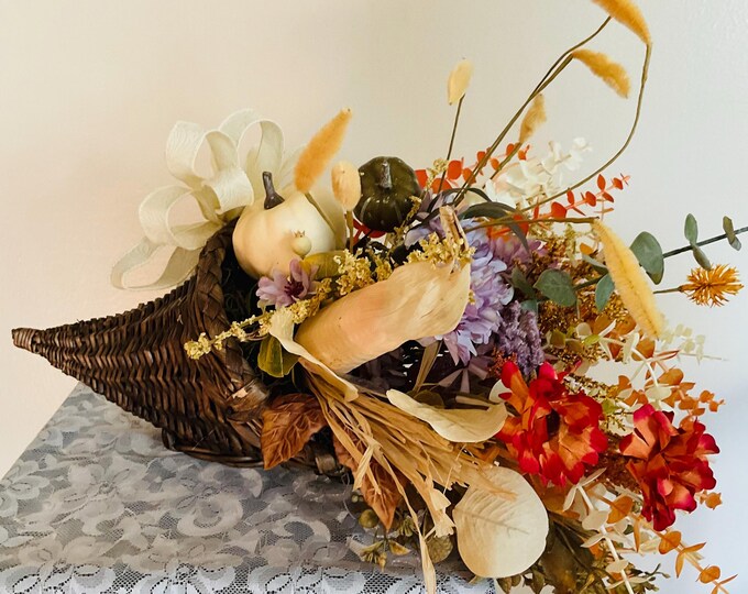 Rustic Fall Cornucopia Centerpiece: Harvest Table Decor - Etsy