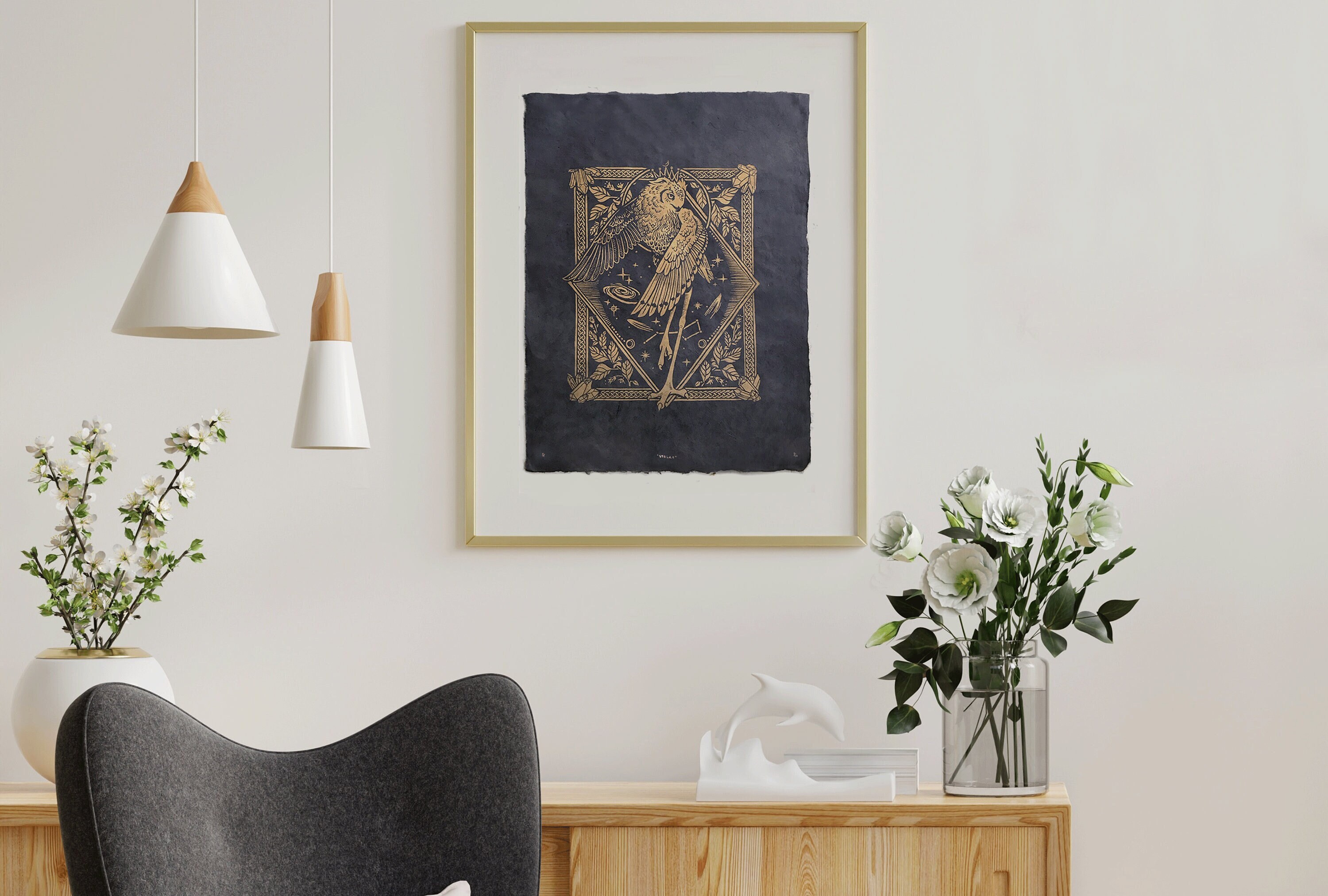 Stolas  |  12x16 Relief Print |  Handmade Paper in 3 Colors