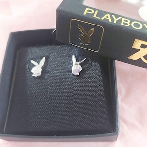 Playboy Bunny Vintage silver stud earrings in excellent condition with original 50th Anniversary labelled  box. Fabulous party earrings.