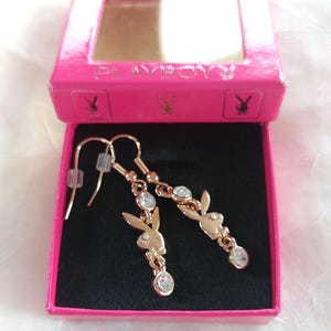 Playboy Bunny 50th Anniversary earrings. Dropdown style very glamorous. Perfect gift in original box.