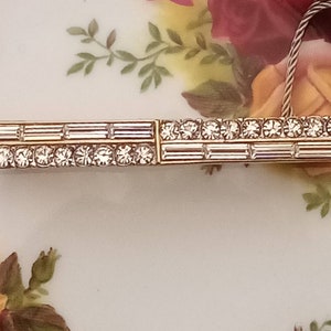 Vintage Attwood and Sawyer vintage   22ct gold tripple plated swarovski paved Bar Brooch. Elegant and unique  brooch. Collectable