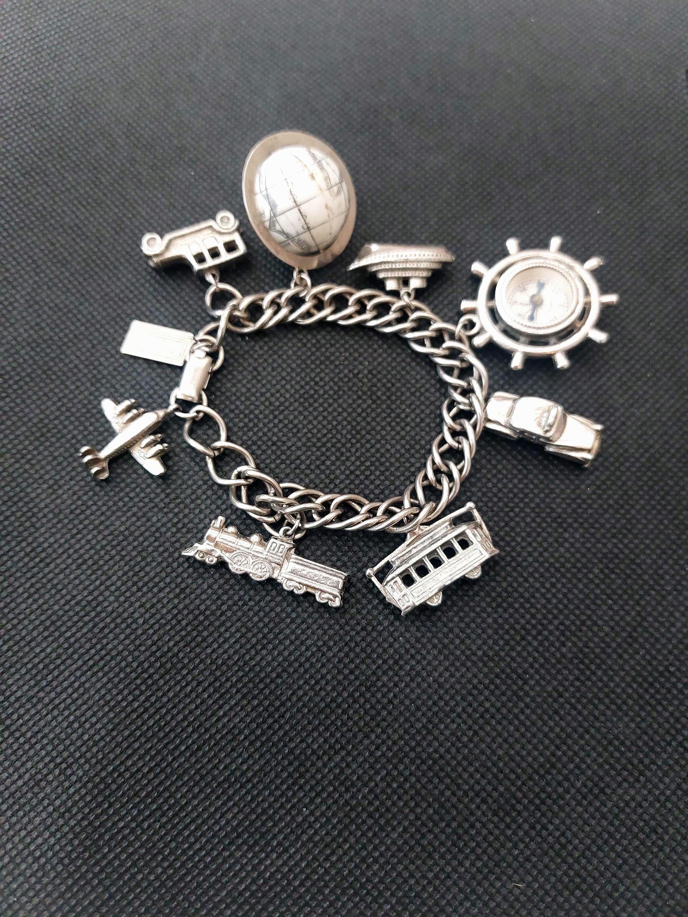 Vintage 1950 Jewelcraft Mid Century Travel Themed Charm Bracelet 