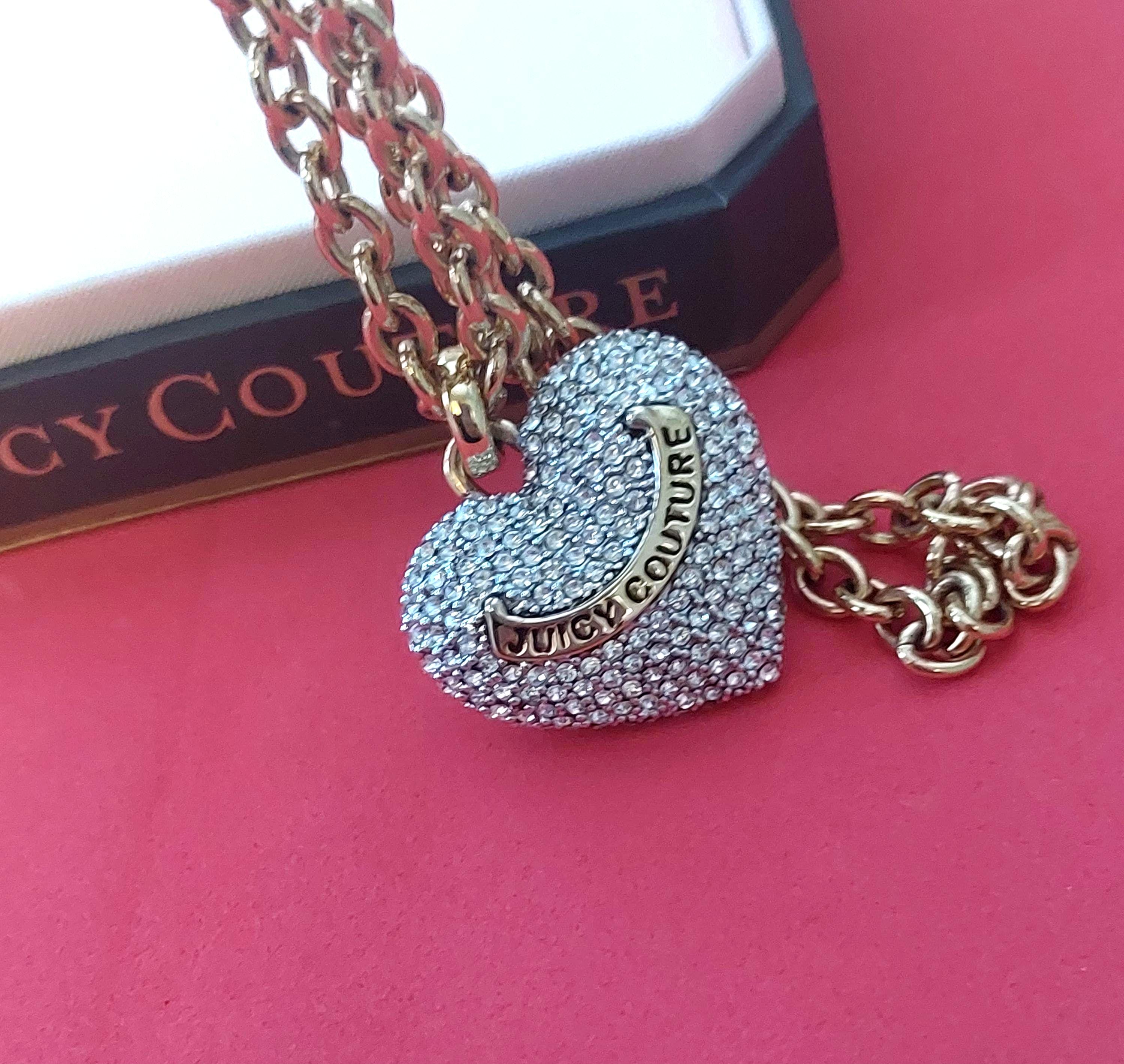 Vintage  juicy couture chain with heart  preown&  juicy sunshades Juicy Couture Goldtone Pink Rhinestones Heart Pendants Crown  main image 4