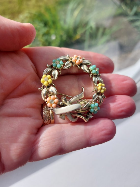 Vintage Jewelcraft Brooch. Beautiful Floral Design With Traditional Pastel Colours. Retro and 1950s Classic Signed Rare and Collectable Etsy UK