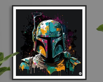 Boba Fett print - Star Wars poster, Boba Fett wall art, Star Wars print, Boba Fett poster, Star Wars gift, Boba Fett gift, sci fi wall art