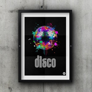Wydruk Disco Ball - Ibiza Print, Clubbing Print, Ibiza Decor, Ibiza Wall Art, Dance Music print, disco ball decor, disco ball poster