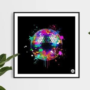 Wydruk Disco Ball - Ibiza Print, Clubbing Print, Ibiza Decor, Ibiza Wall Art, Dance Music print, disco ball decor, disco ball poster