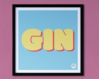 Gin print - Typographic print, Inspirational Print, Typography print, Gin & Tonic Print, Kitchen Wall art, Typographic Poster, Gin gift