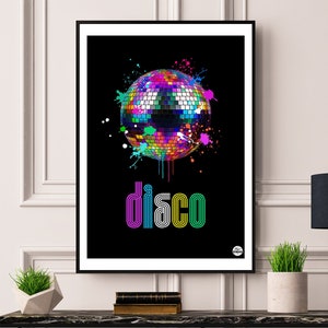 Wydruk Disco Ball - Ibiza Print, Clubbing Print, Ibiza Decor, Ibiza Wall Art, Dance Music print, disco ball decor, disco ball poster