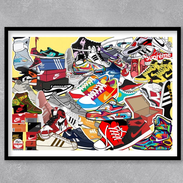 Sneakerhead print - Hypebeast poster, Sneakerhead art, Air Jordan print, Sneaker art, Nike Poster, Sneakerhead poster, Nike Shoe Poster