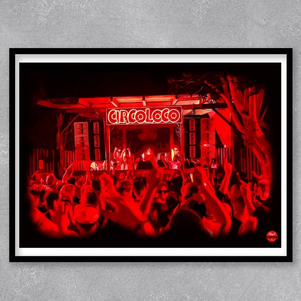 DC10 Ibiza print - Circo Loco print, Ibiza Print, Travel print, Clubbing Print, Travel Art, Ibiza Decor, Ibiza Wall Art, Dance Music print