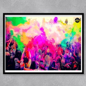 Holi Festival print - festival of colours, Hindu Art, Hindu Wall Art, festival art print, Festival Print, Colourful prints, Nepal wall art