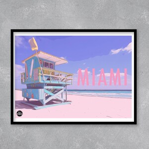 Miami Beach Print - Miami Art Print, Miami Art Deco Print, Miami Beach wall art, Travel wall art, Miami Beach gift, Miami Art Deco poster