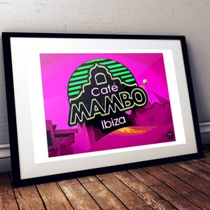 Cafe Mambo Ibiza print. Ibiza Wall Art, Cafe Mambo print, Ibiza Print, Travel print, Clubbing Print, Travel Art, Dance Music print, Neon art