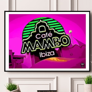 Cafe Mambo Ibiza print. Ibiza Wall Art, Cafe Mambo print, Ibiza Print, Travel print, Clubbing Print, Travel Art, Dance Music print, Neon art