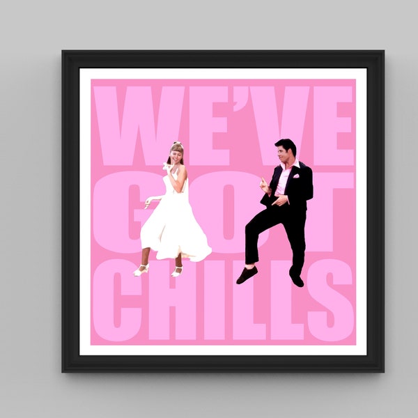 Grease Movie print - Affiche typographique, affiche du film Grease, cadeau du film Grease, art mural du film Grease, impression d'Olivia Newton John, danny zuko