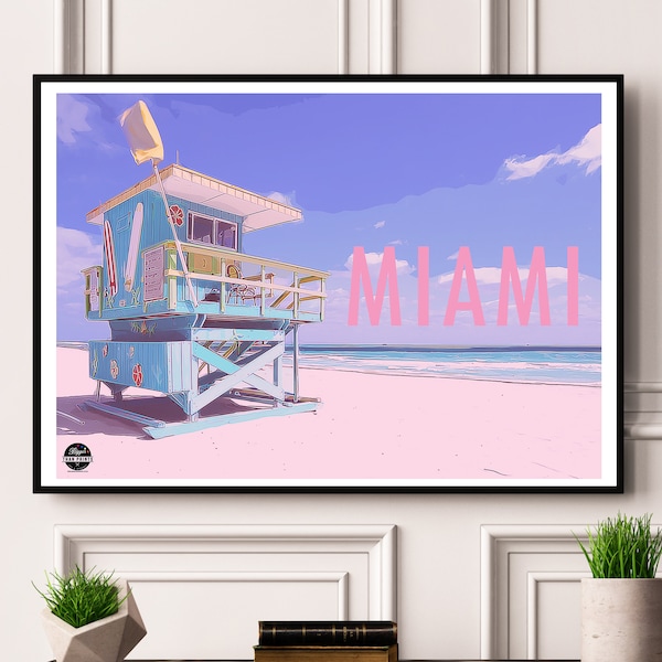 Miami Beach Print - Miami Art Print, Miami Art Deco Print, Miami Beach wall art, Travel wall art, Miami Beach gift, Miami Art Deco poster