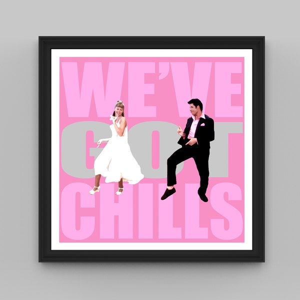 Grease Movie print - Affiche typographique, affiche du film Grease, cadeau du film Grease, art mural du film Grease, impression d'Olivia Newton John, danny zuko