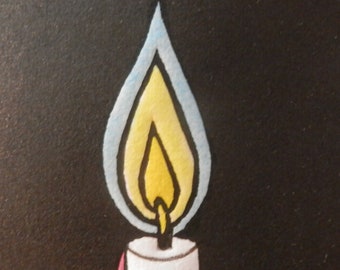 A Candle For Ukraine hand coloured linocut relief print