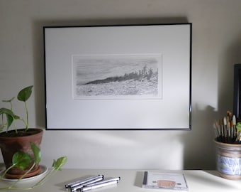 copper plate etching Looking West limited edition