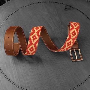 Handwoven Belt / Woven belt/ leather / genuine leather/ Kilim belt/ fashion/ style/gift