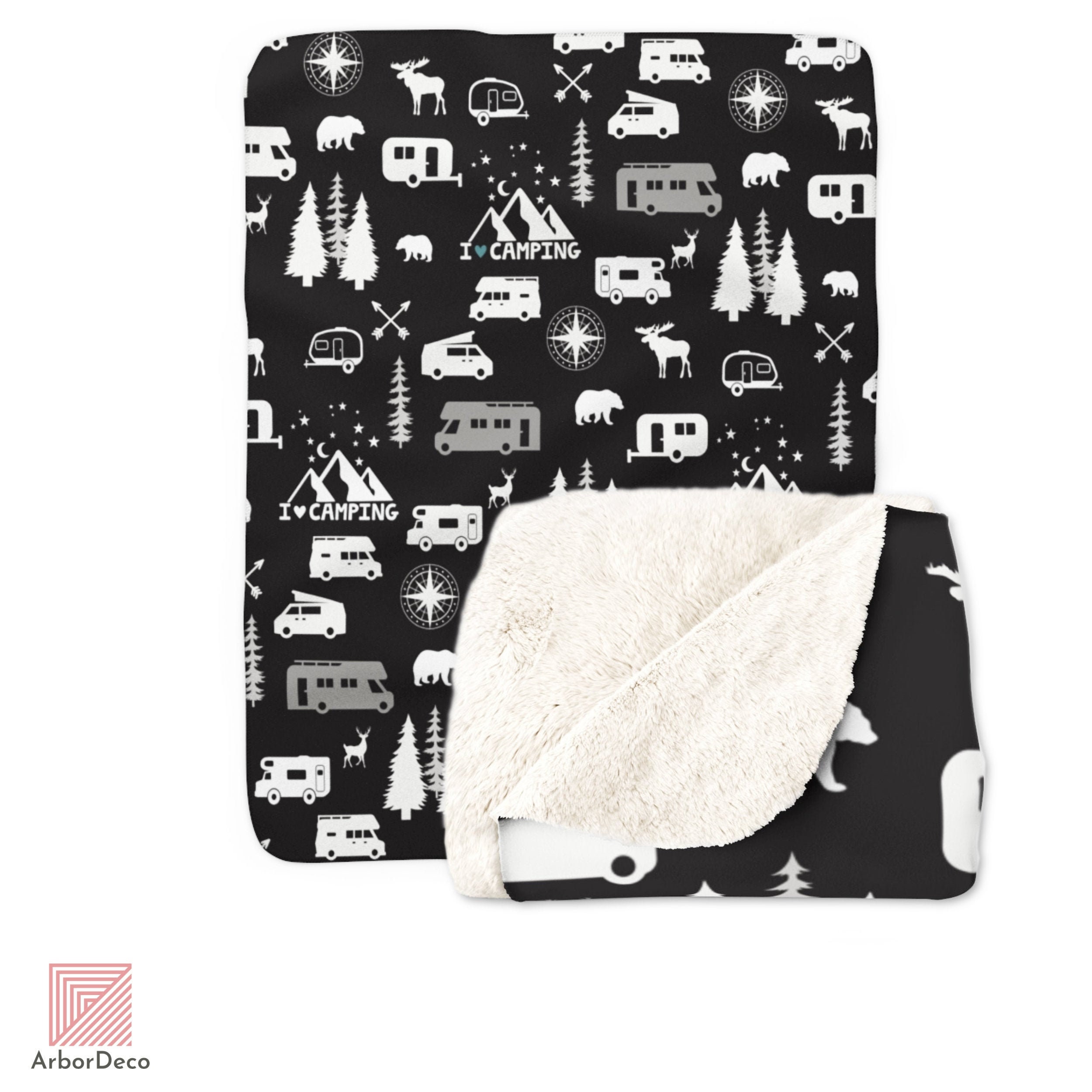 Retro Camper Throw Blanket Cozy Minky Campfire Blanket With Etsy