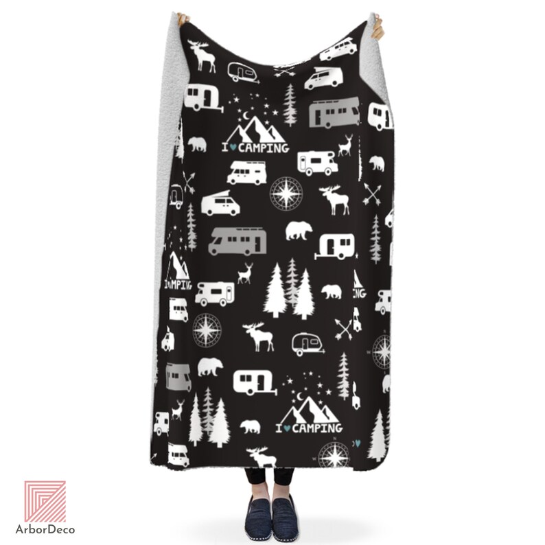 Retro Camper Throw Blanket Cozy Minky Campfire Blanket With Etsy