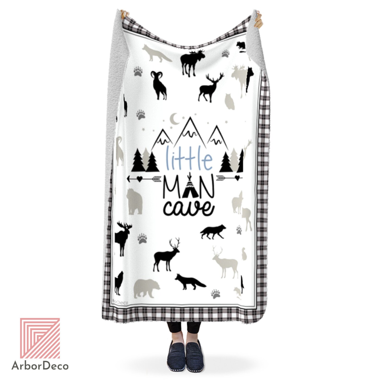 LITTLE MAN CAVE Toddler BlanketBlack and WhiteFleece w/Plush Etsy