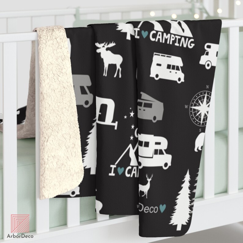 Retro Camper Throw Blanket Cozy Minky Campfire Blanket With Etsy