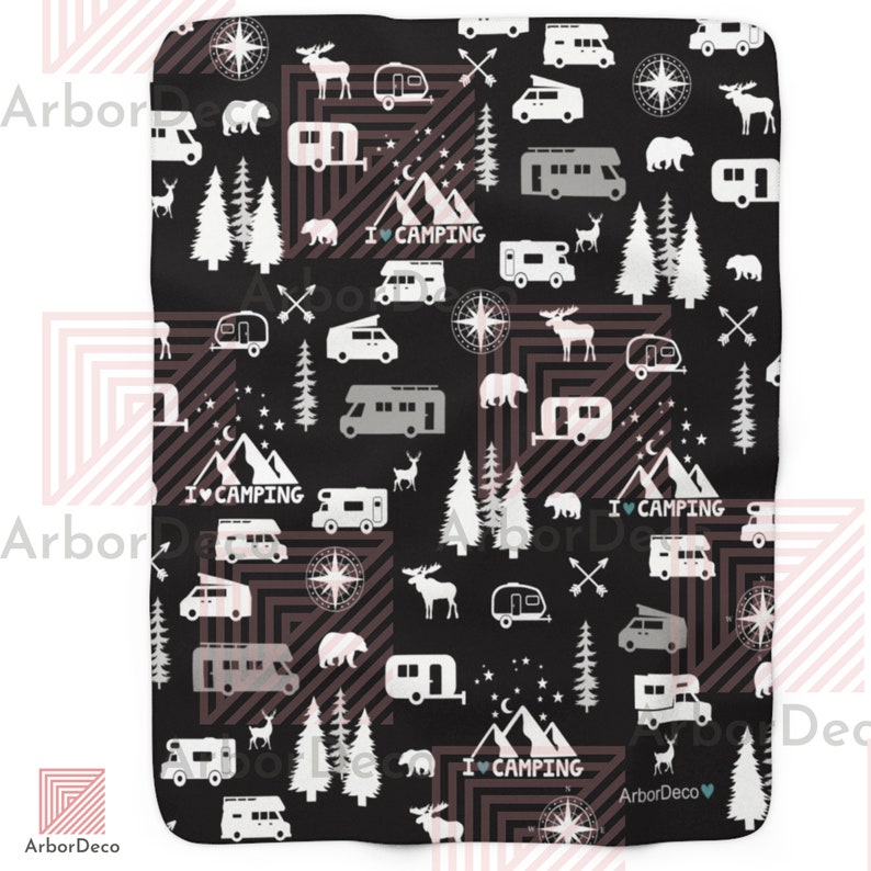 Retro Camper Throw Blanket Cozy Minky Campfire Blanket With Etsy